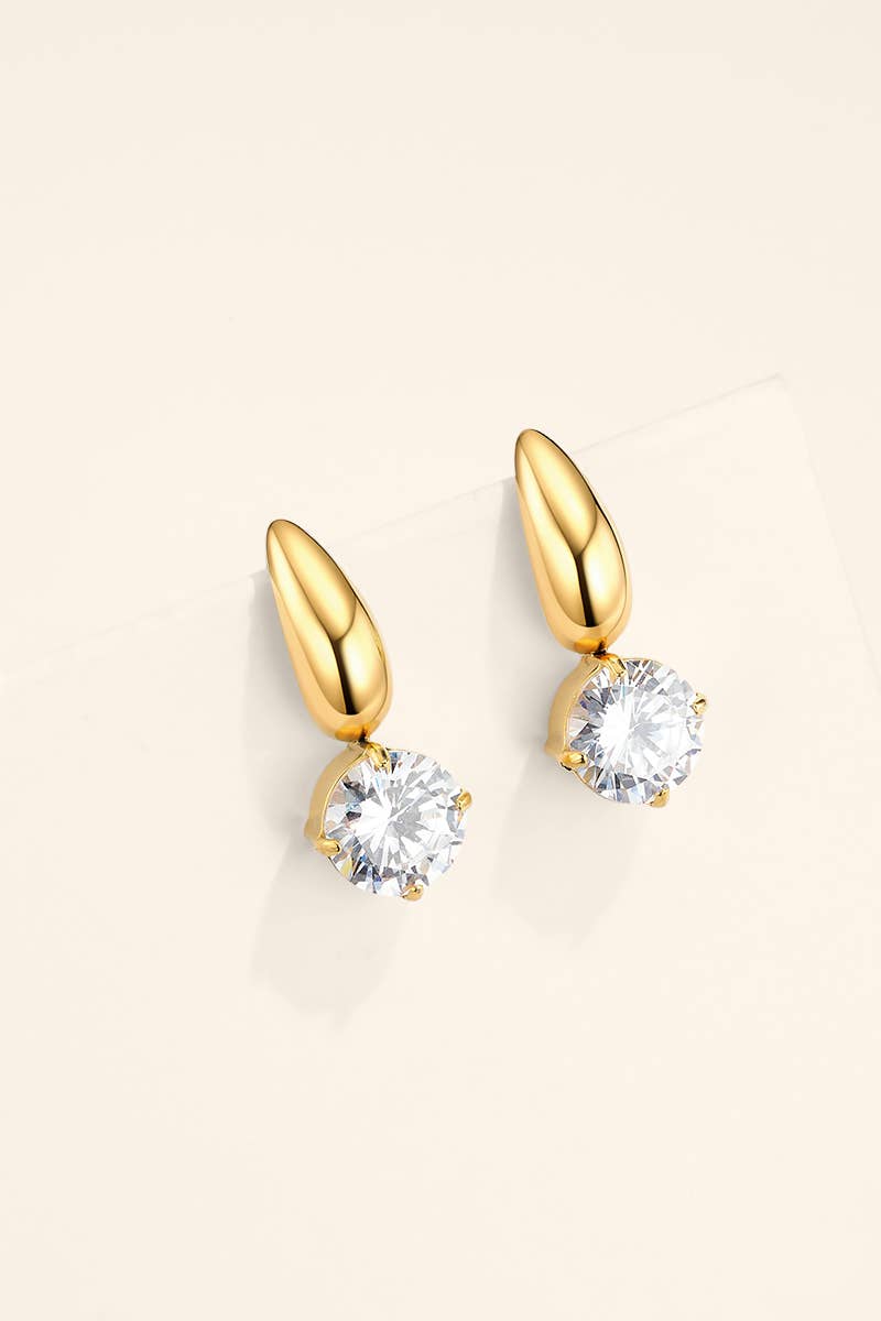 Steel teardrop and cubic zirconia earrings 124AQ865