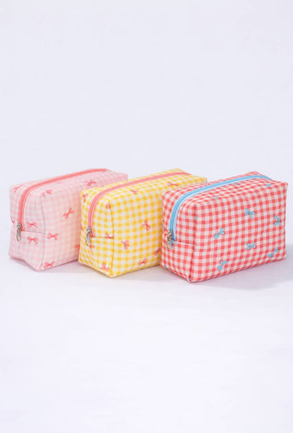 Gingham toiletry bag with bows CY308JH