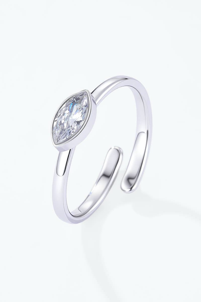 Stainless steel marquise solitaire ring 424AQ342