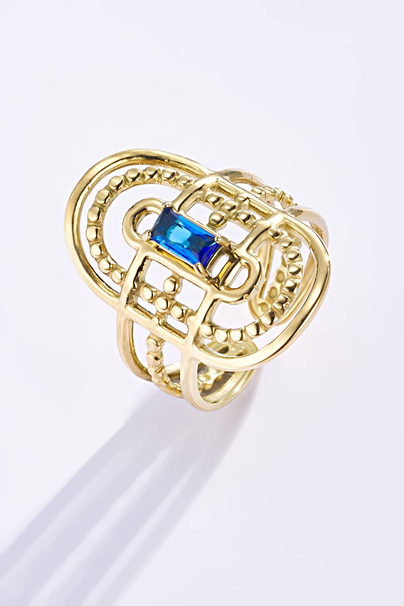 Bague Avec Pierre Coloré En Acier Inoxydable 424RX80