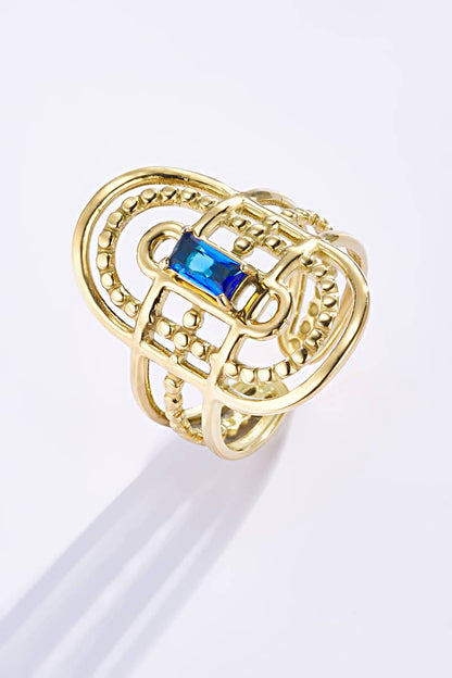 Bague Avec Pierre Coloré En Acier Inoxydable 424RX80