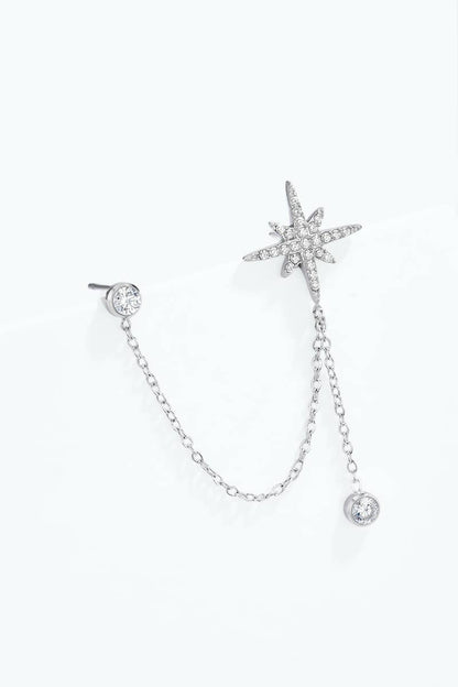 Mono-boucle double piercing étoile en acier 124AQ809