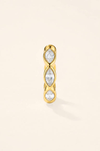 Earcuff serti zircons marquises en acier inoxydable 124AQ831