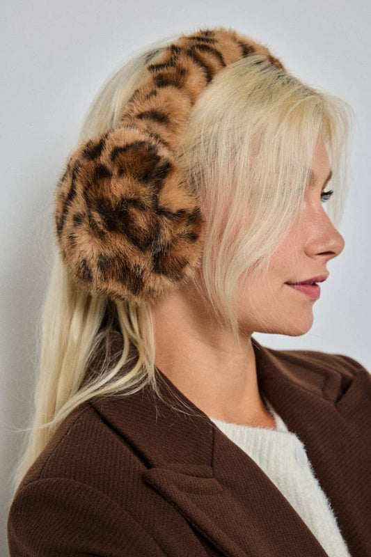Leopard faux fur earmuffs CC10