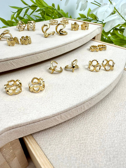 Set of 10 stainless steel ear cuffs SET286