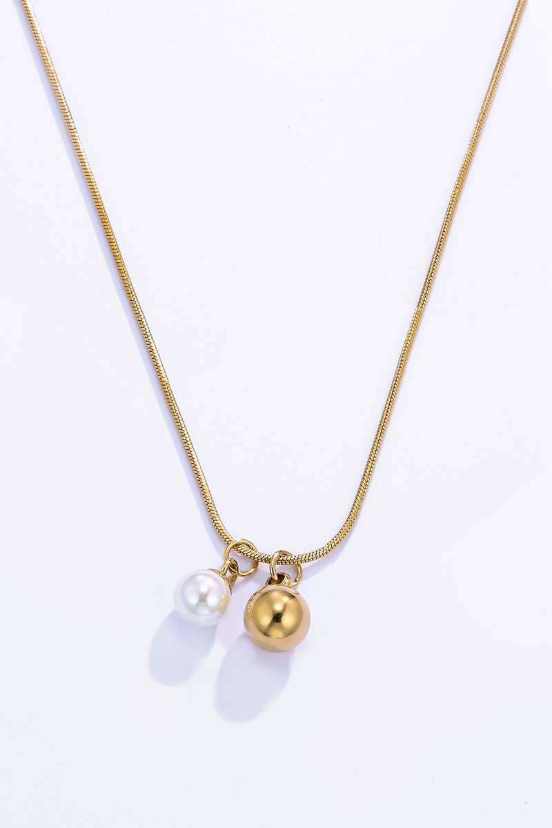 Collier avec perle en acier inoxydable 224DY18