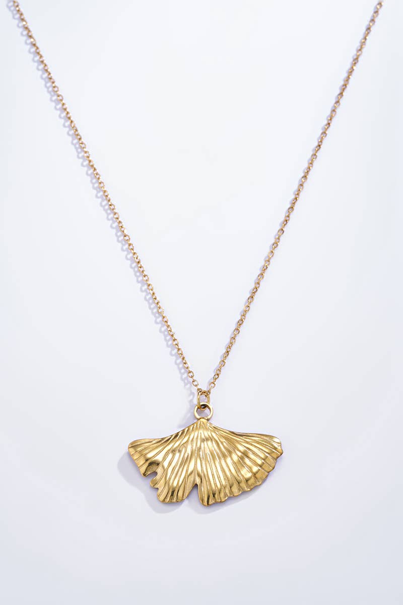 224YC03 stainless steel textured necklace