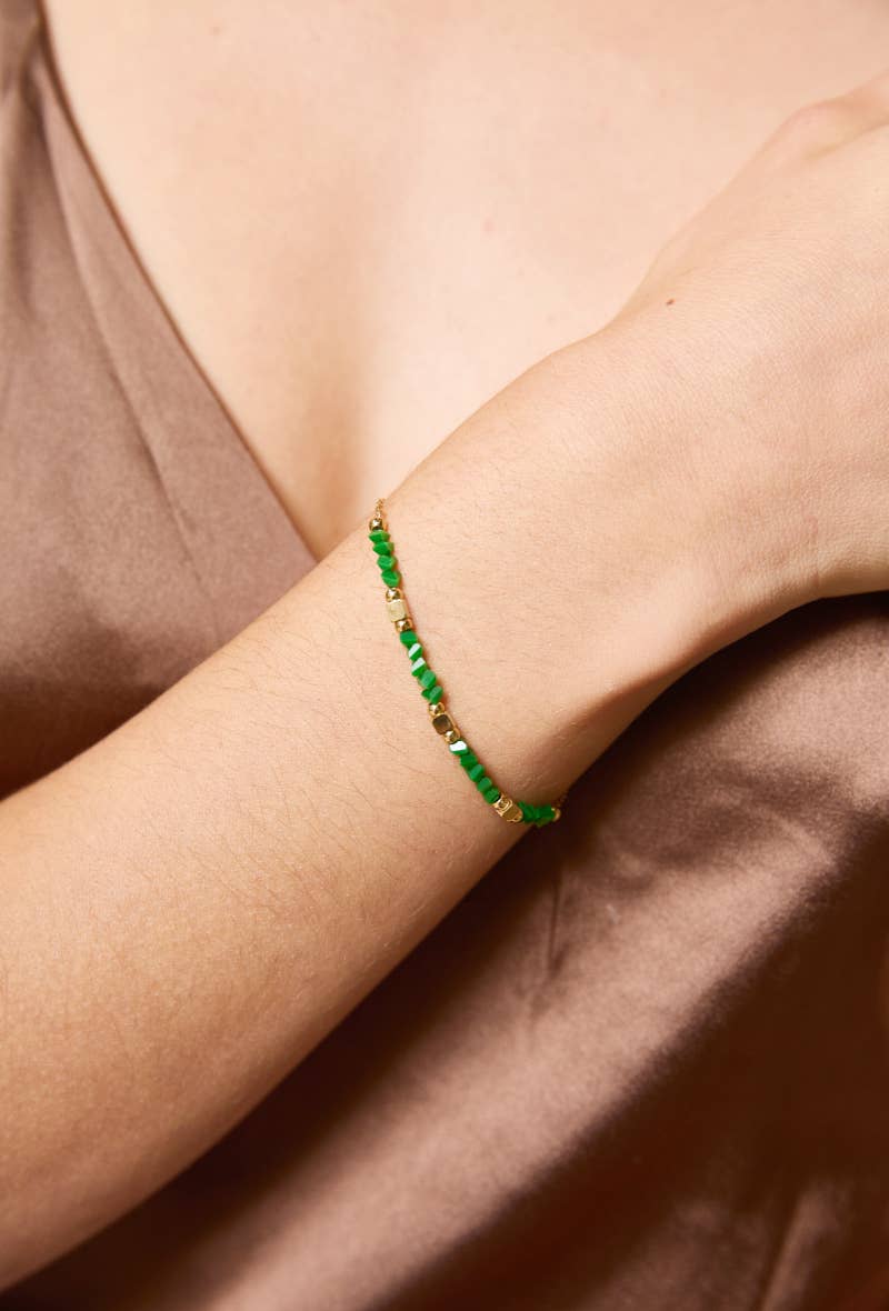 Stainless steel bracelet with colored stones 324AQ72