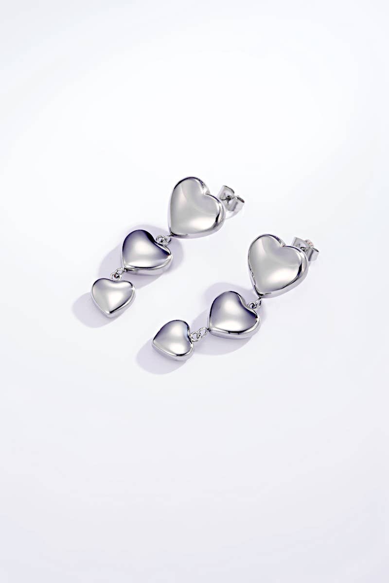 Boucles d'oreilles pendantes cœurs 124YC05