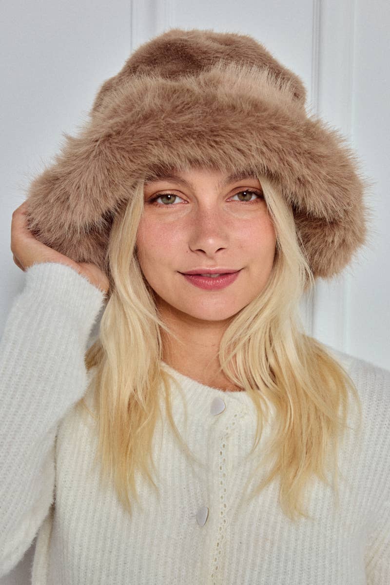 MJ216SD faux fur bucket hat
