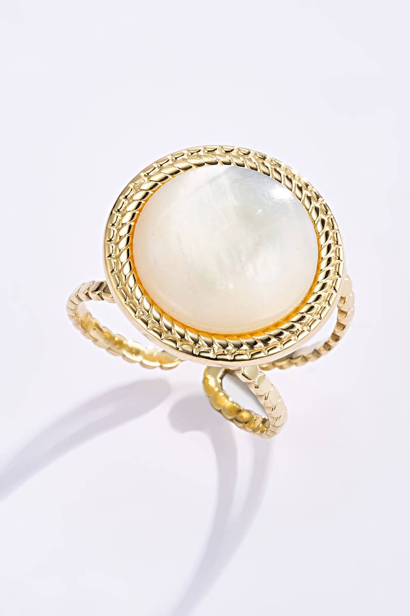 Bague avec nacre en acier inoxydable 424RX59
