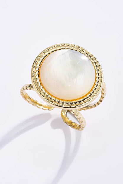 Bague avec nacre en acier inoxydable 424RX59