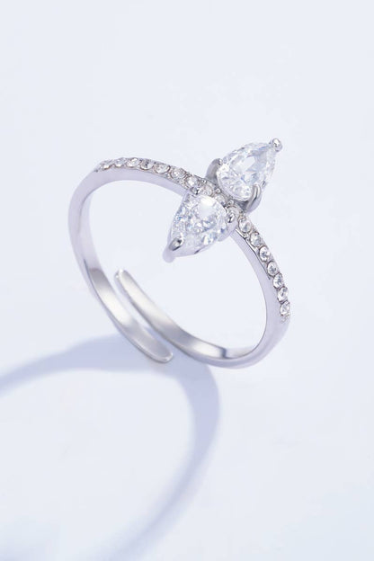 Bague avec pierre et strasses en acier inoxydable 424AQ11