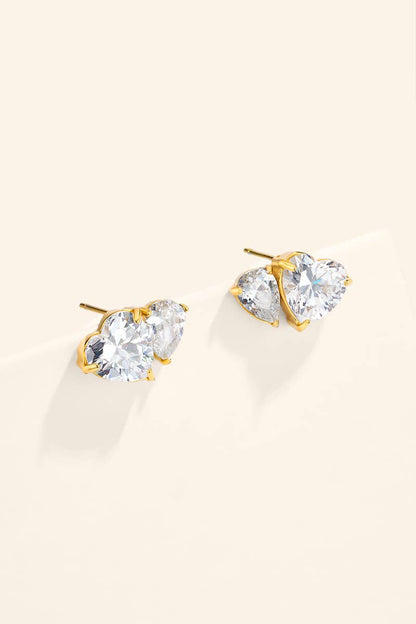 Boucles d’oreilles cœur et zircon poire en acier 124AQ837