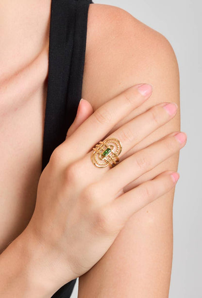 Bague Avec Pierre Coloré En Acier Inoxydable 424RX80
