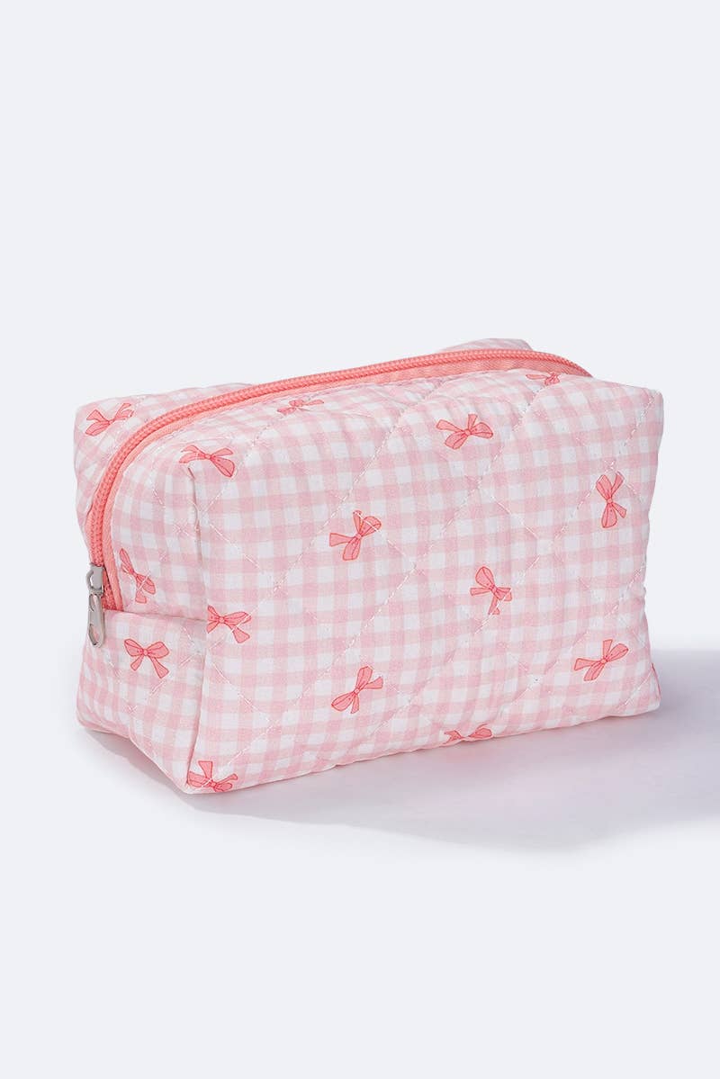 Gingham toiletry bag with bows CY308JH