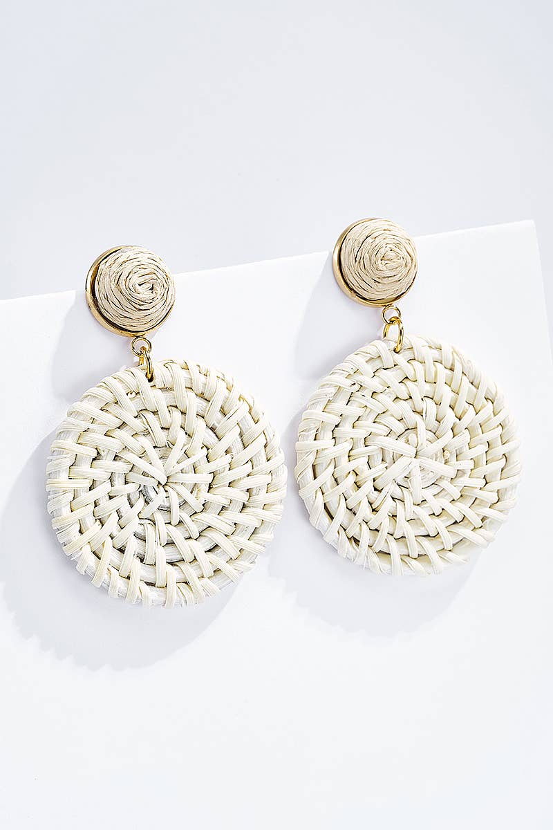 Straw earrings with steel stud 124NN09