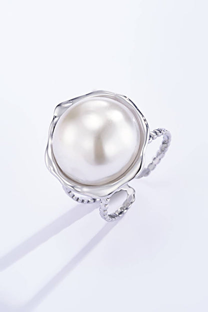 Bague avec perle en acier inoxydable 424RX24