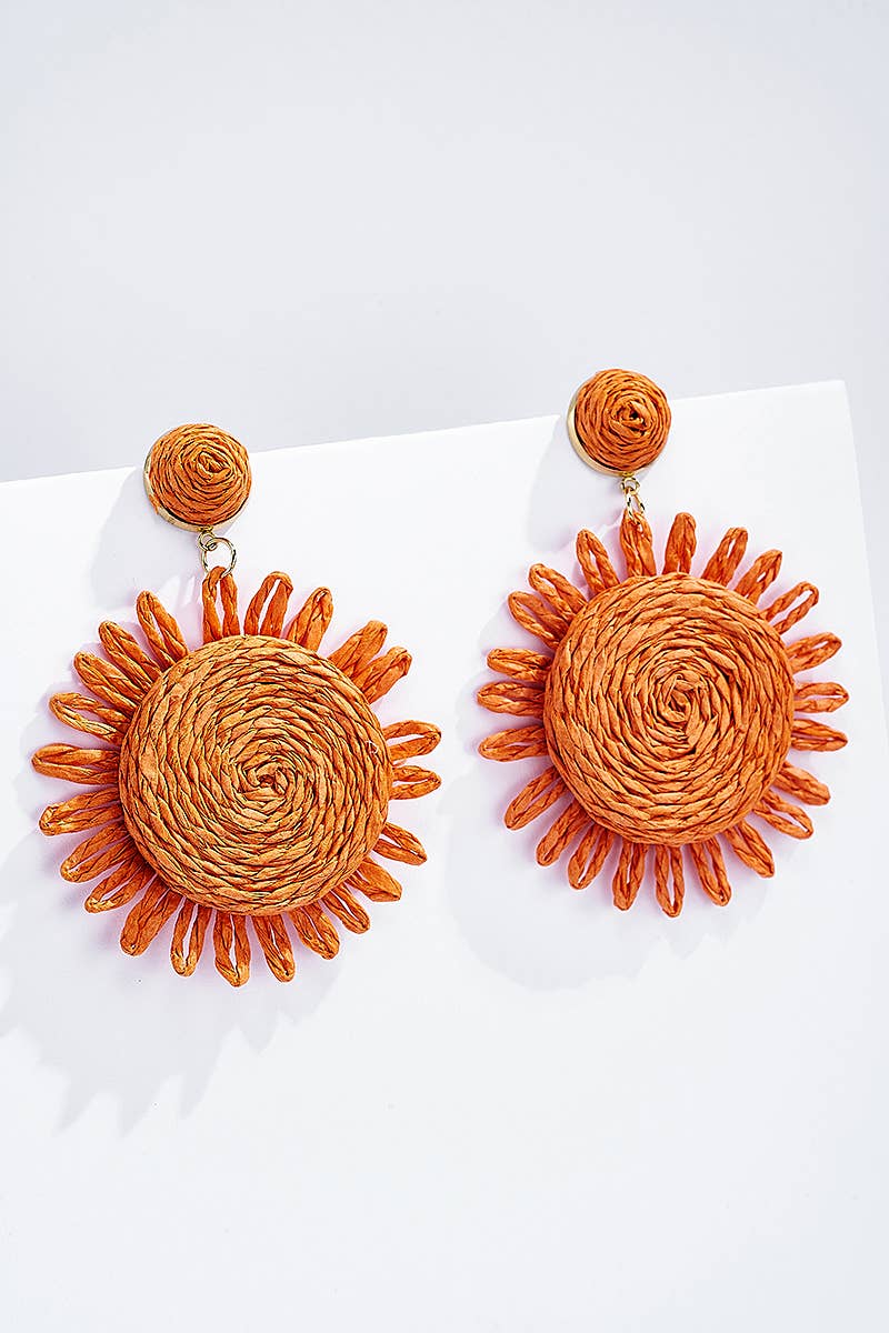 Straw earrings with steel stud 124NN07