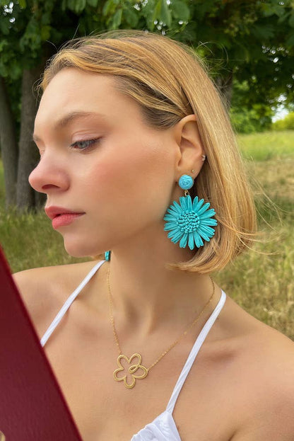 Straw earrings with steel stud 124NN08