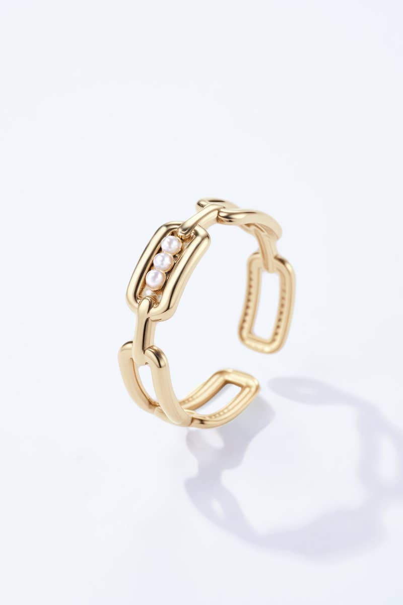 Stainless steel pearl link ring 424RX164