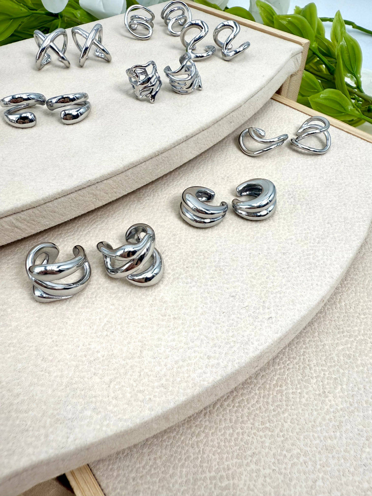 Set of 10 stainless steel earcuffs SET289