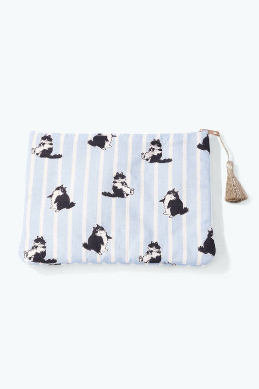 Pochette trousse rayée à motif chats 21x16 cm CY67
