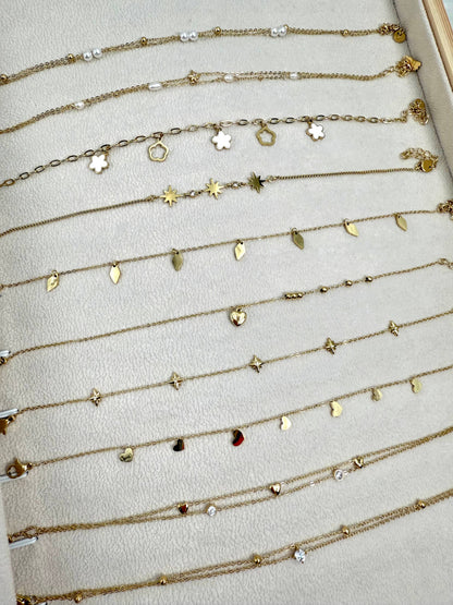 Set of 10 stainless steel anklets SET303