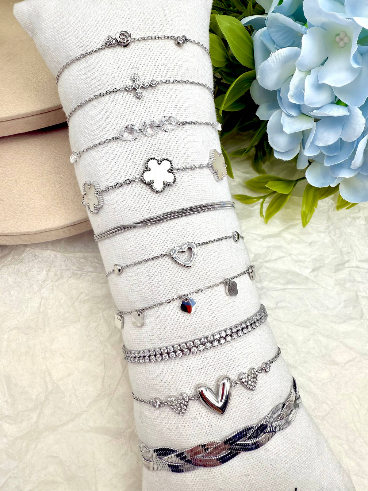 Set 10 bracelets en acier inoxydable sans présentoir SET340