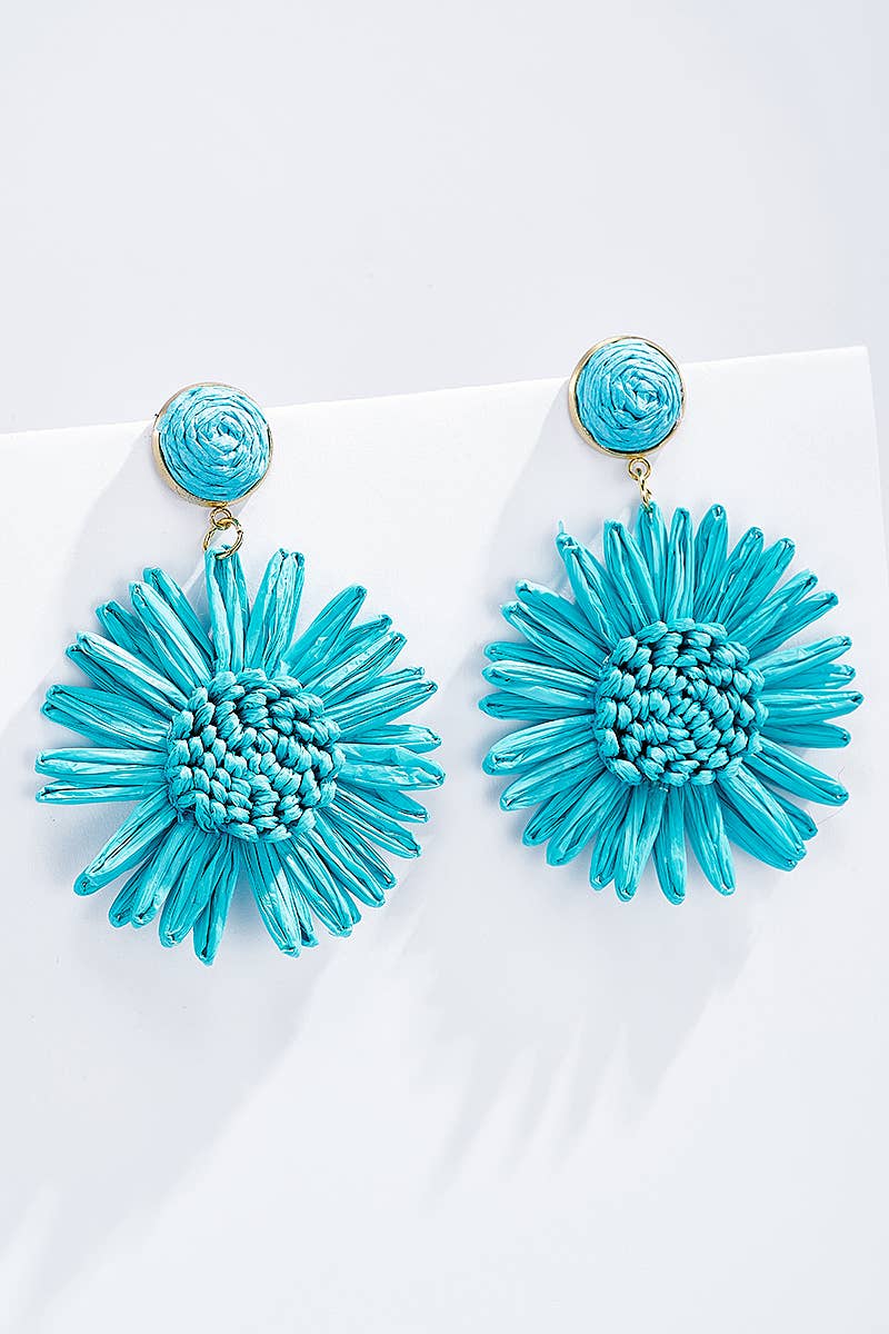 Straw earrings with steel stud 124NN08