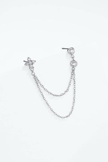 Mono-boucle double piercing croix en acier 124AQ807