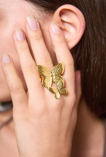Stainless steel butterfly ring 424YC46