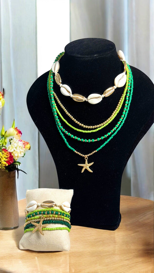 Shell necklace and bracelet set 2EN04