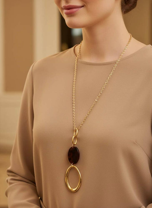 Stainless steel sautoir necklace 224RX88