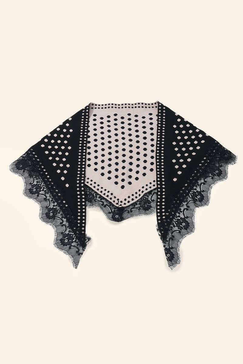 Polka dot and lace triangle scarf FL603DF