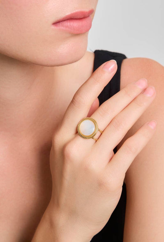 Bague avec nacre en acier inoxydable 424RX59