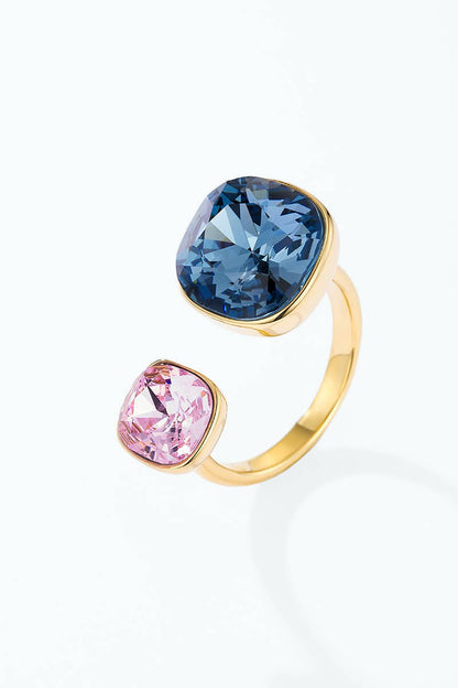 Bague à double cristal coloré en acier inoxydable 424AQ372