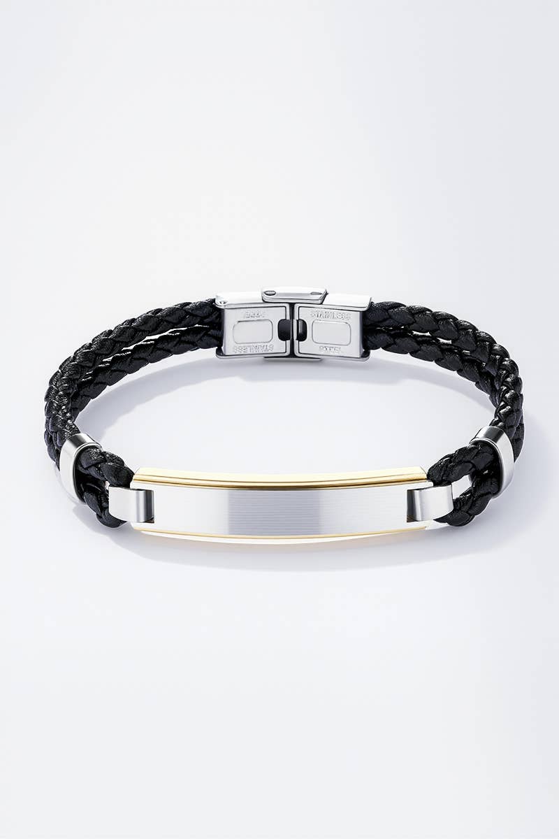 Leather and stainless steel bracelet 324OP71