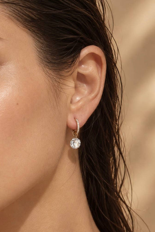 Boucles d'oreilles créoles pavées à zircon en acier 124AQ818