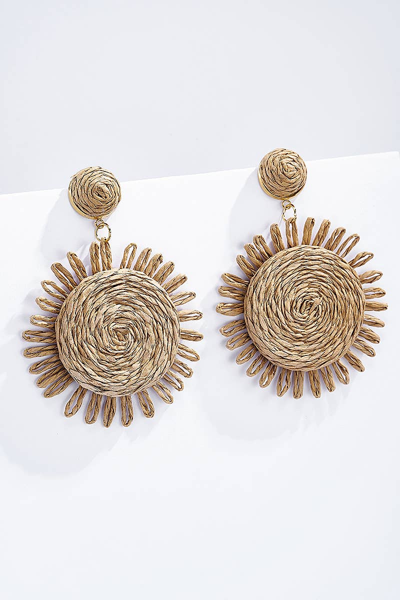 Straw earrings with steel stud 124NN07