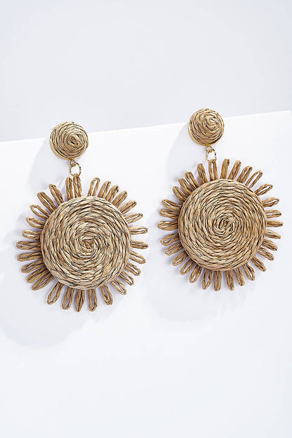 Straw earrings with steel stud 124NN07
