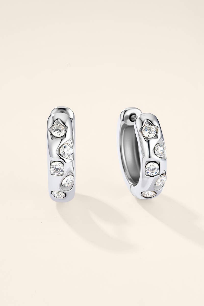 Steel hoop earrings with cubic zirconia 124AQ731
