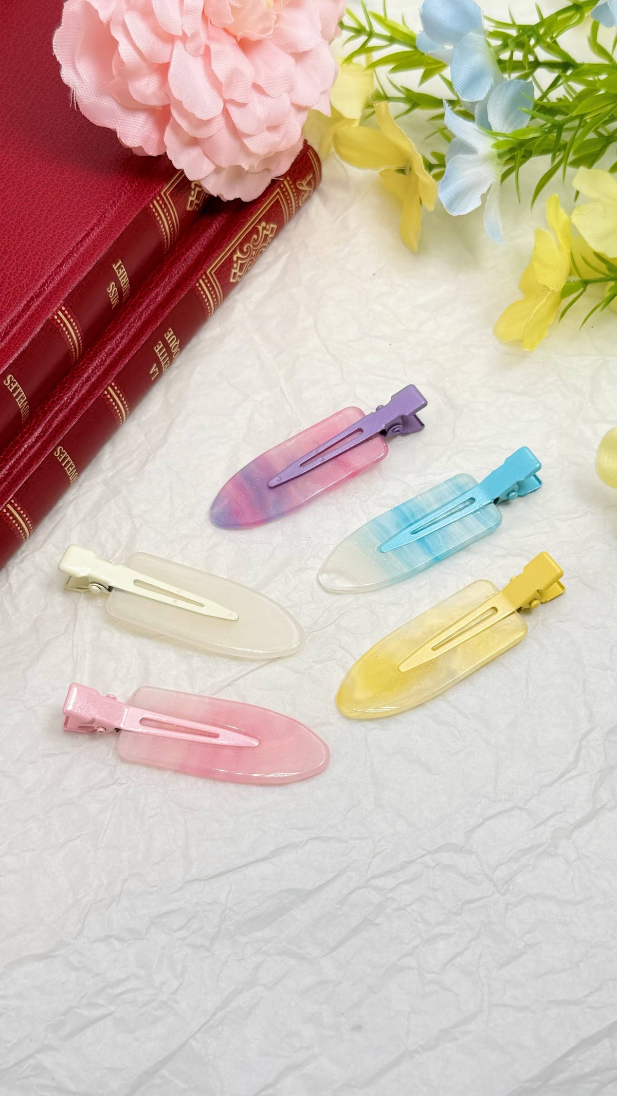 Marbled hair clips 6x2cm BRT209AL