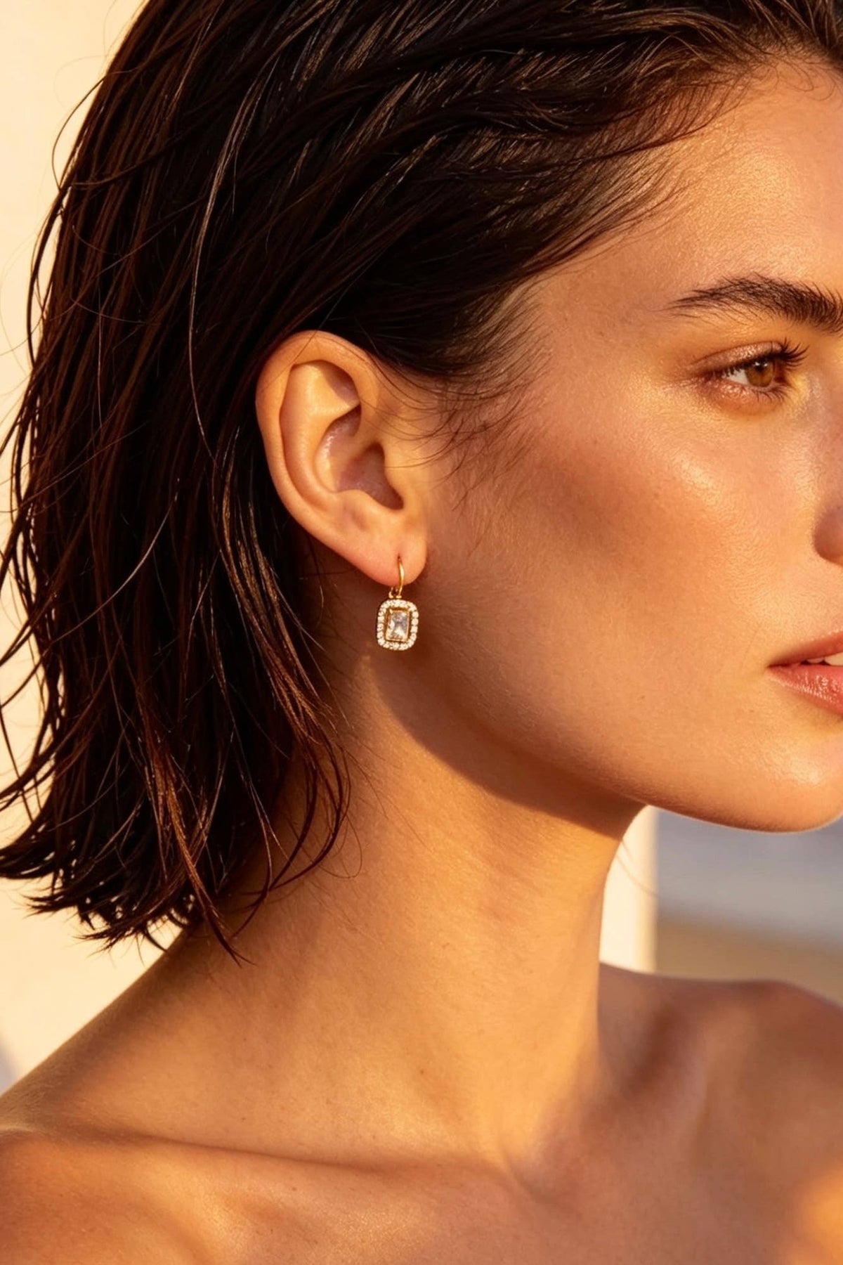 Boucles d'oreilles strassées en acier inoxydable 124AQ14
