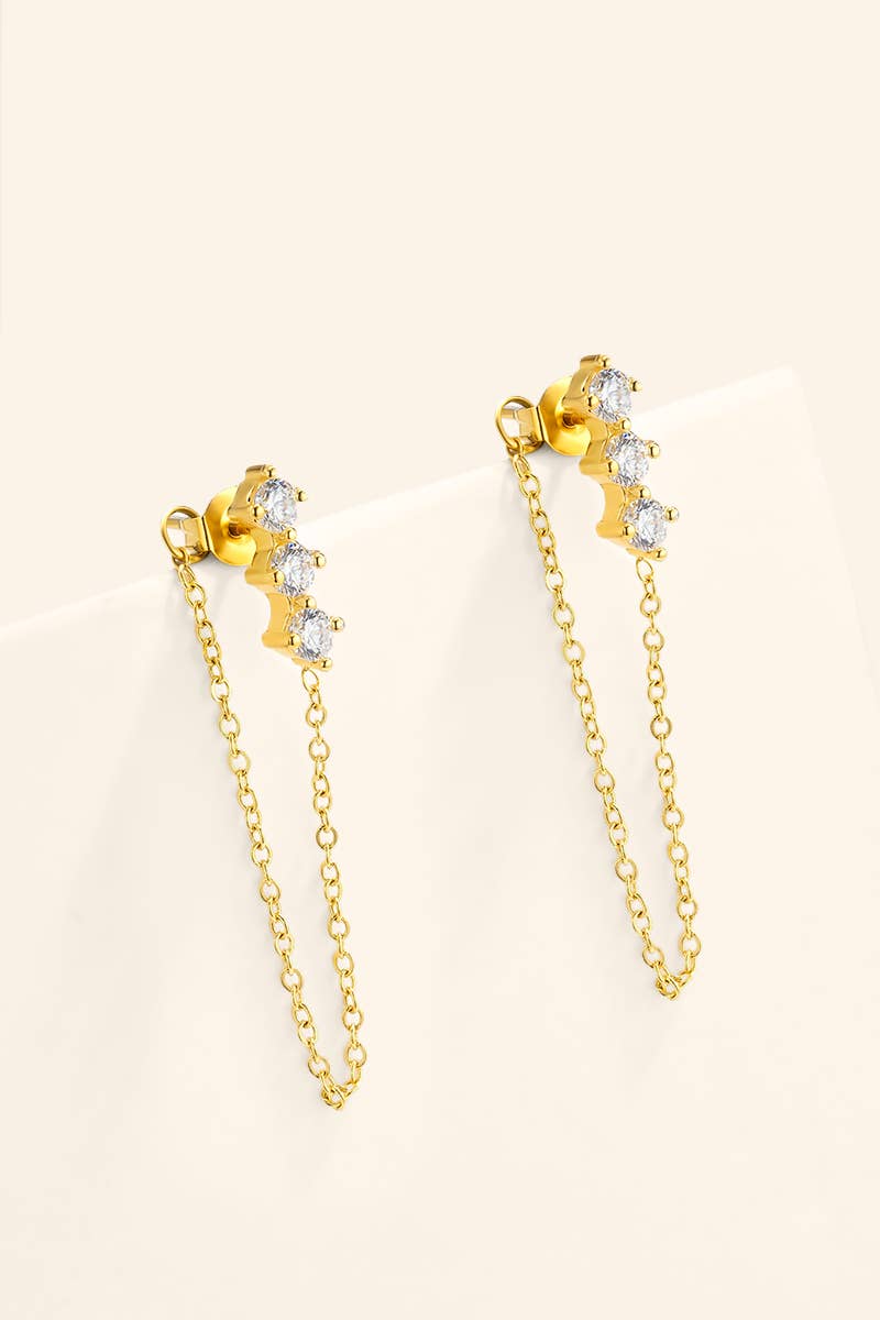 Boucles d’oreilles zircons alignés en acier 124AQ761