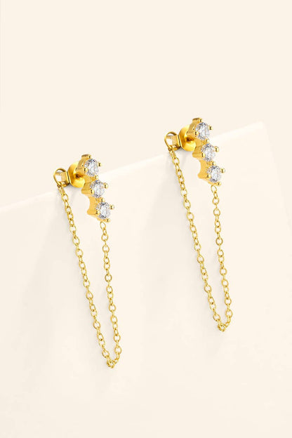 Boucles d’oreilles zircons alignés en acier 124AQ761