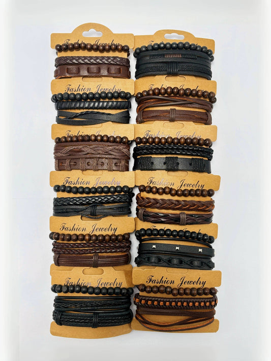Bracelets en cuir véritable 324QZ01 LOT DE 12