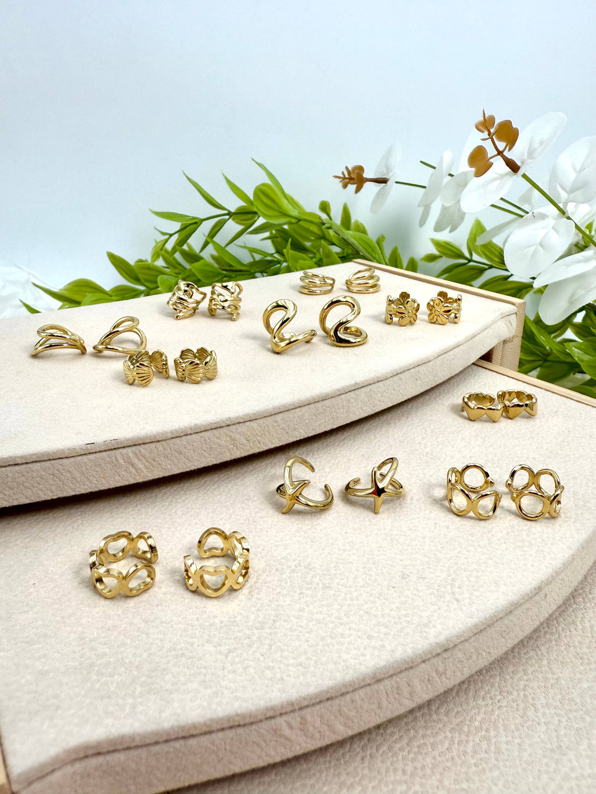 Set of 10 stainless steel ear cuffs SET286