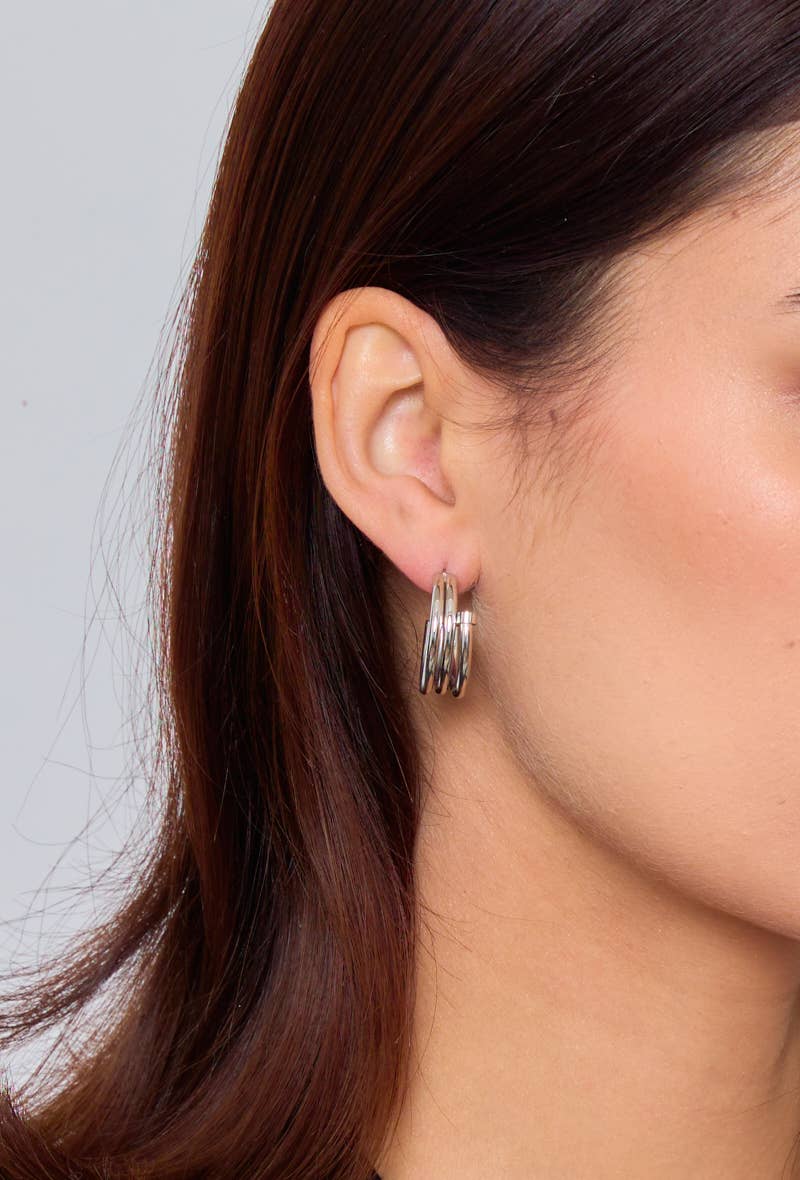 Boucles d'oreilles créoles en acier inoxydable 124AQ124