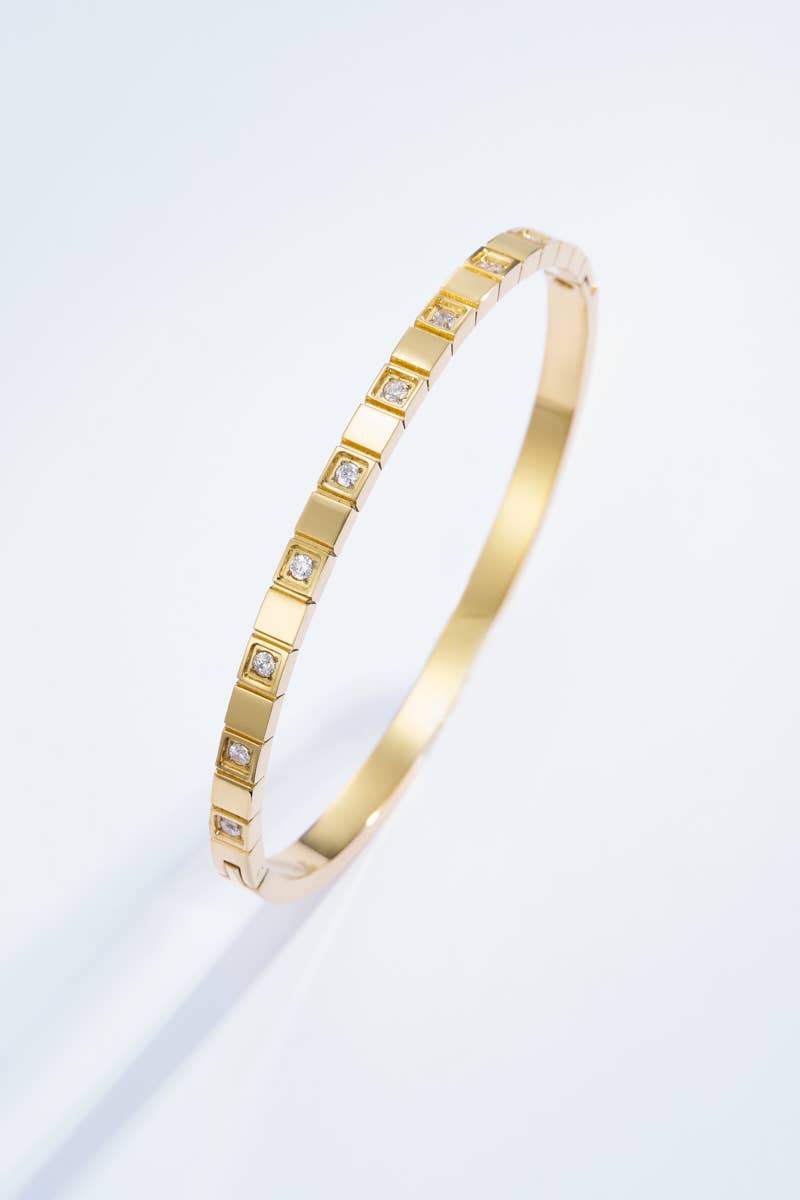 Stainless steel bangle bracelet with rhinestones 324AQ28